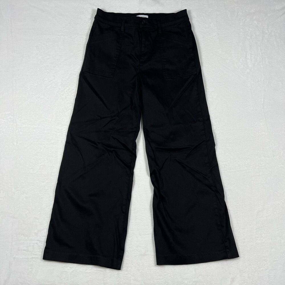 Evereve Wide Leg Trouser Jeans Women's Size 29 Black High Rise Denim Pants
